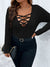 Crisscross Front Ribbed Knit Tee