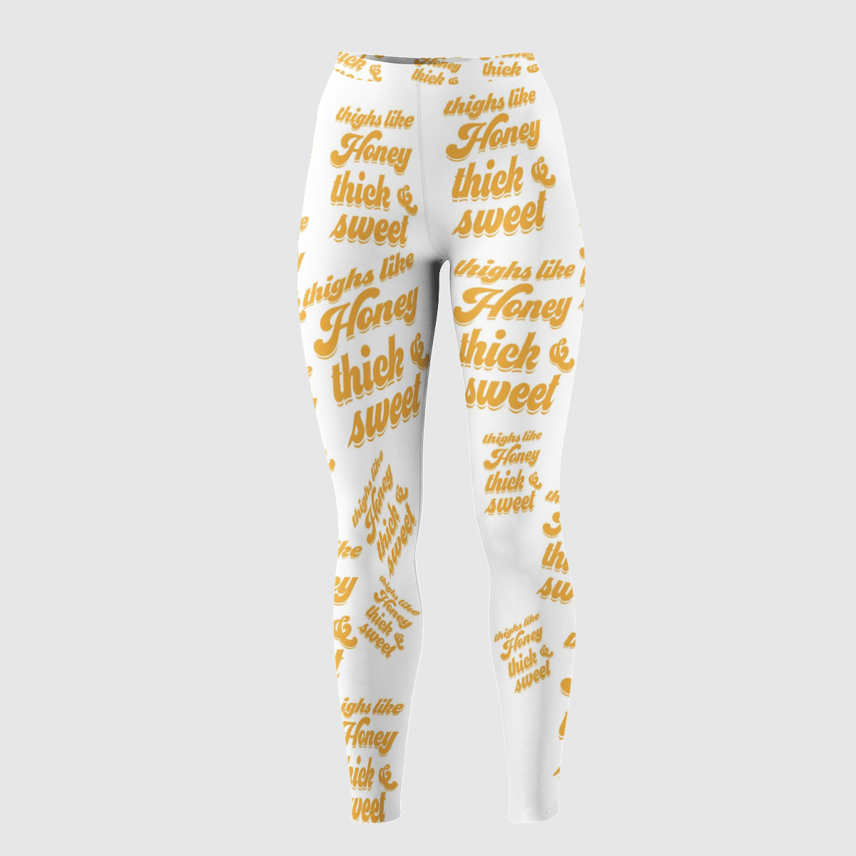 THIGHS LIKE HONEY THICK & SWEET WHITE LEGGINGS