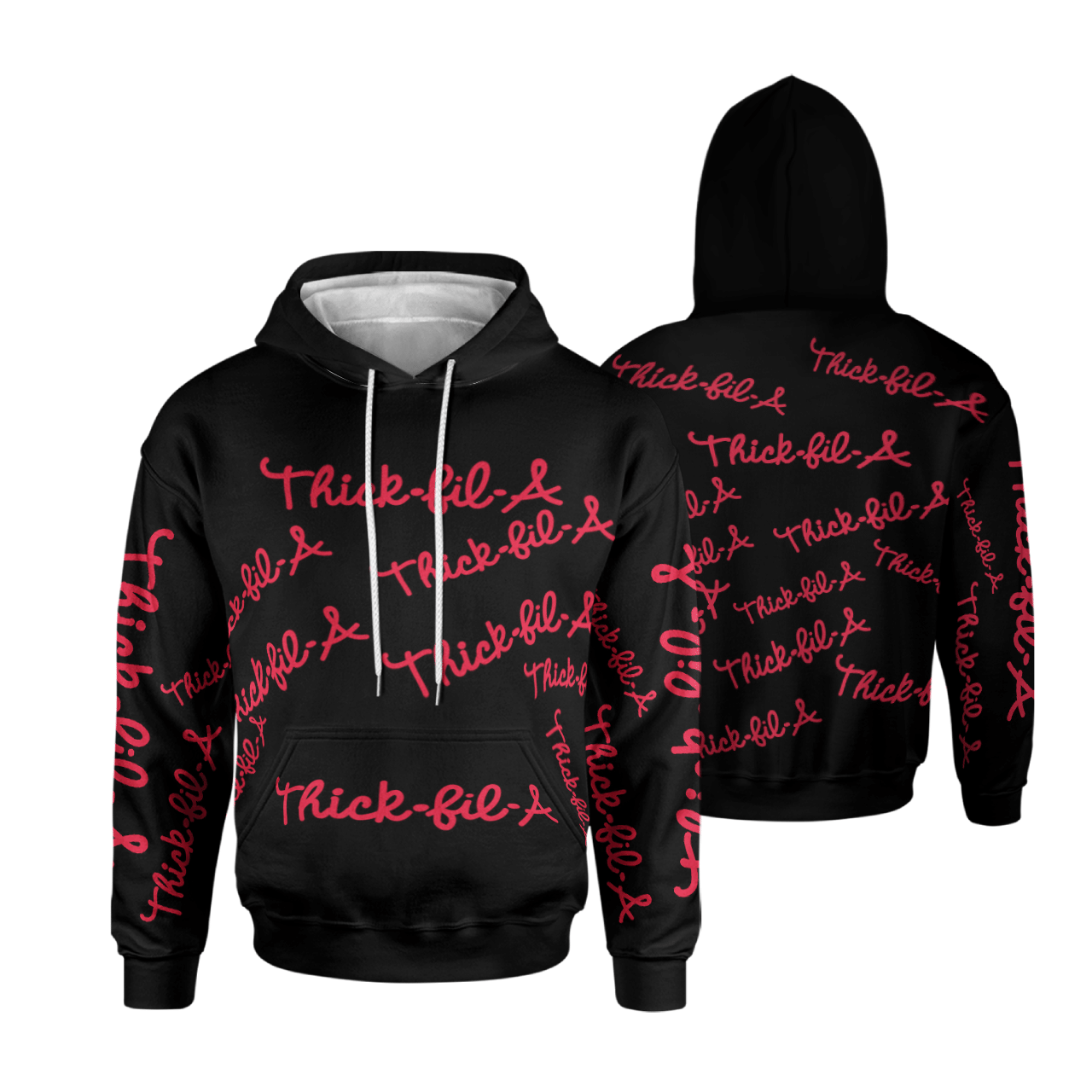 THICK FIL A BLACK FULL AOP MULTI PIECE HOODIE