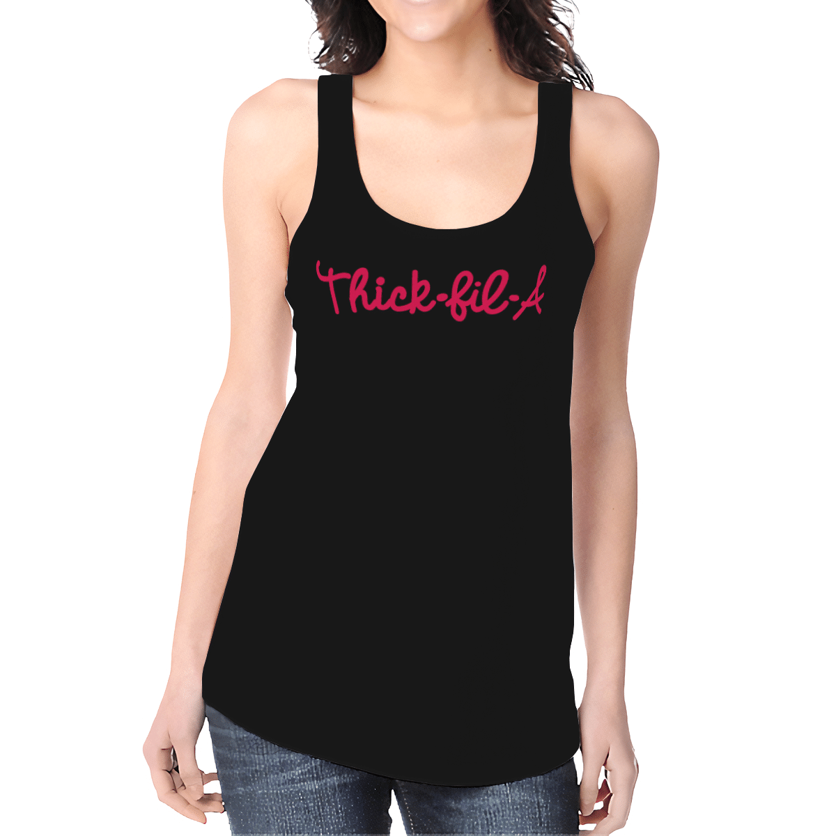 THICK FIL A BLACK HOLLOW OUT TANK TOP