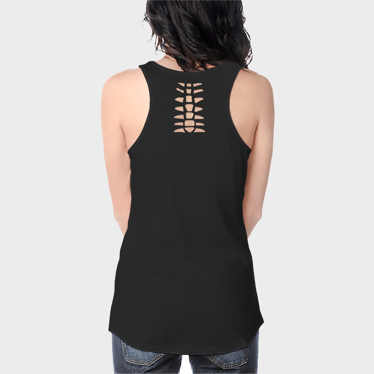 THICK FIL A BLACK FULL HOLLOW OUT TANK TOP