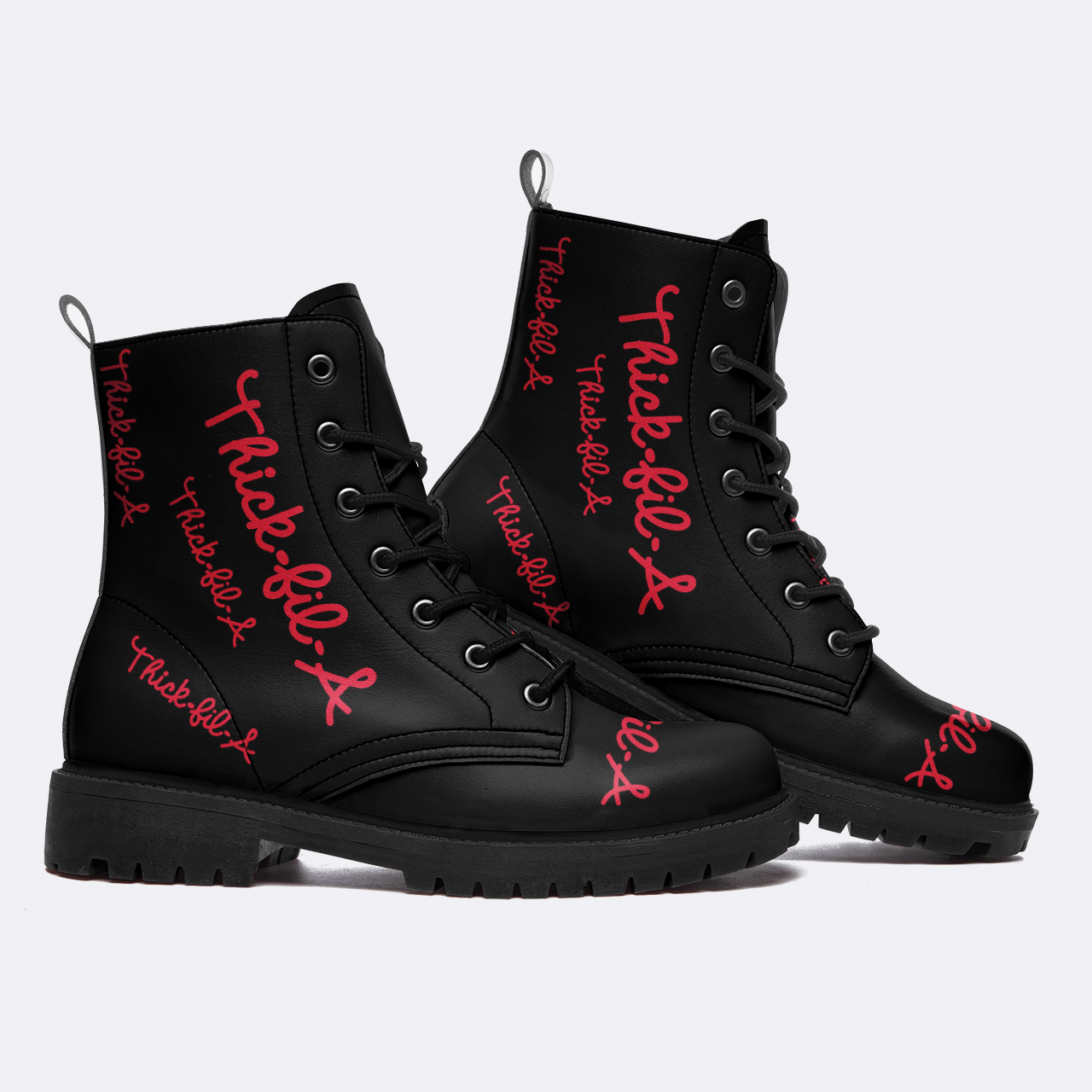 THICK FIL A BLACK LEATHER BOOTS