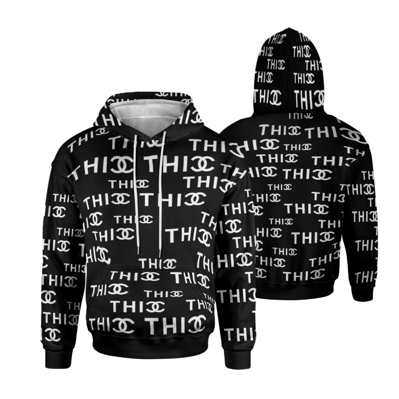 THICC BLACK FULL AOP MULTI PIECE HOODIE