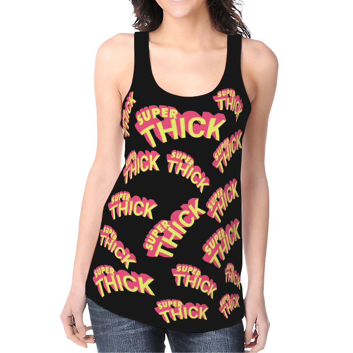 SUPER THICK BLACK FULL HOLLOW OUT TANK TOP