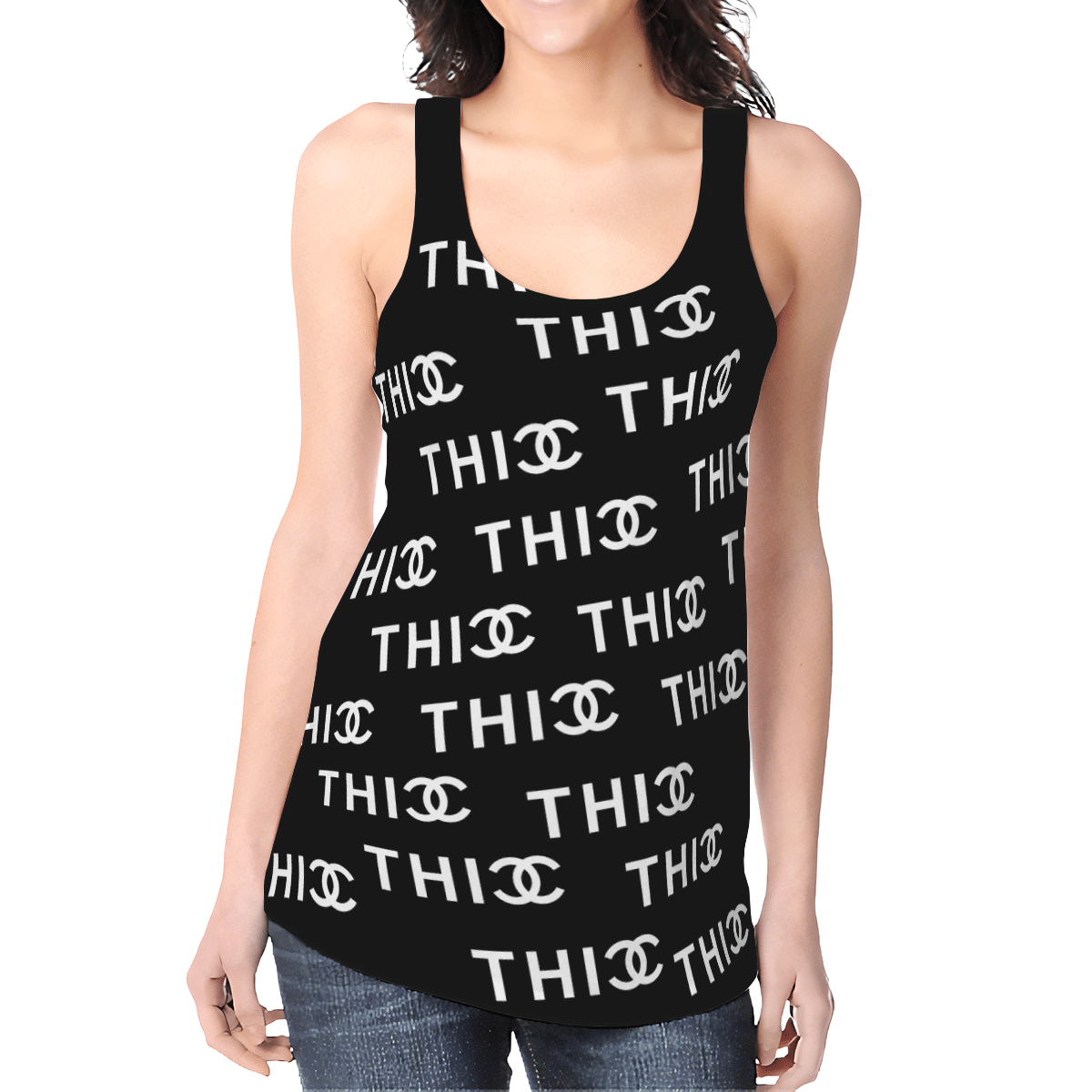 THICC BLACK FULL HOLLOW OUT TANK TOP