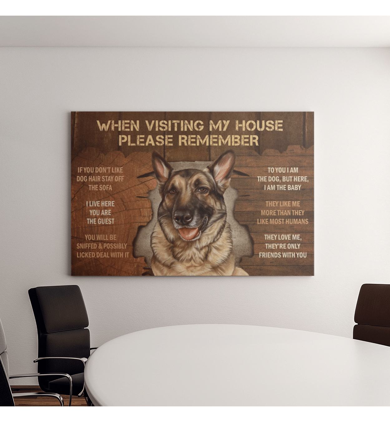 WHEN VISITING MY HOUSE PLEASE REMEMBER DOG LANDSCAPE CANVAS