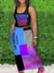 LETTER PRINT STRIPED TIE DYE SKIRT SET CB1407