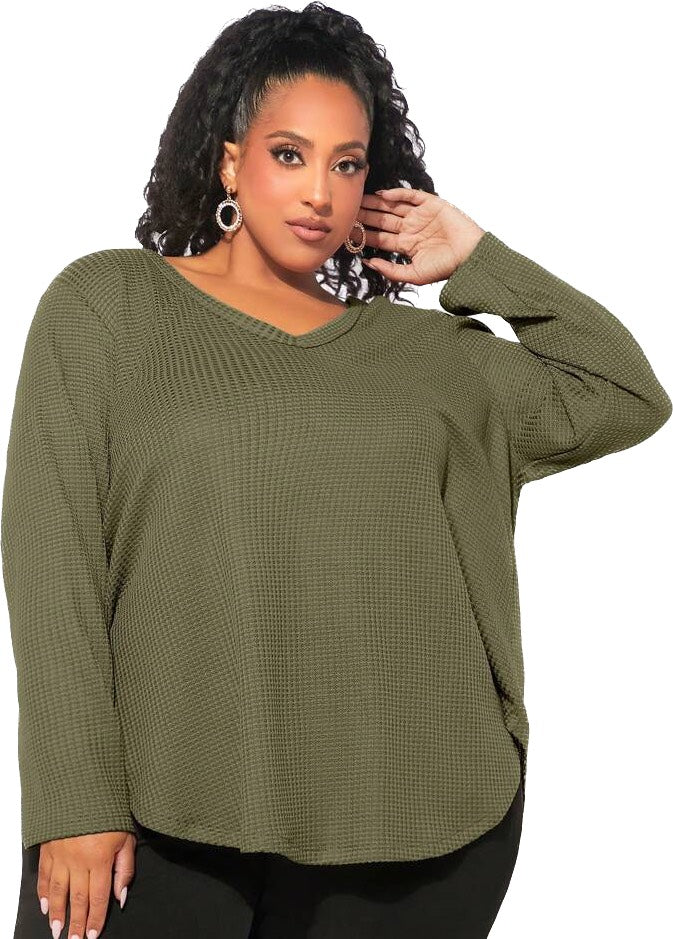 Plus Solid V Neck Tee CS7011 (Size US22 - US34)