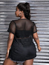 Grommet Lace Up Slit Hem Mesh Top Without Tube Top (Size US12 - US20)