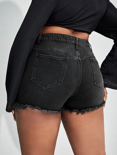 Ripped Raw Cut Denim Shorts (Size US12 - US20)
