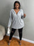 Half Zip Drop Shoulder Drawstring Hooded Tee