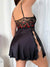 Patchwork Sleep Dress With High Side Slit, Red Lips Pattern 29053
