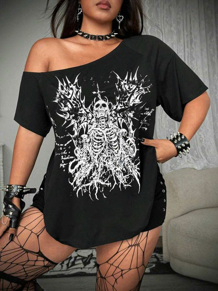 Punk Skull Asymmetrical Tee 12081