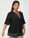 Solid Lace Up Tee (Size US12 - US20)