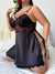 Patchwork Sleep Dress With High Side Slit, Red Lips Pattern 29053