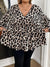 Leopard Print Gathered A-Line Blouse 10102