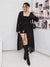 Black Sheer Front-Open Long Top With Flare Sleeves 6082