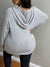 Half Zip Drop Shoulder Drawstring Hooded Tee
