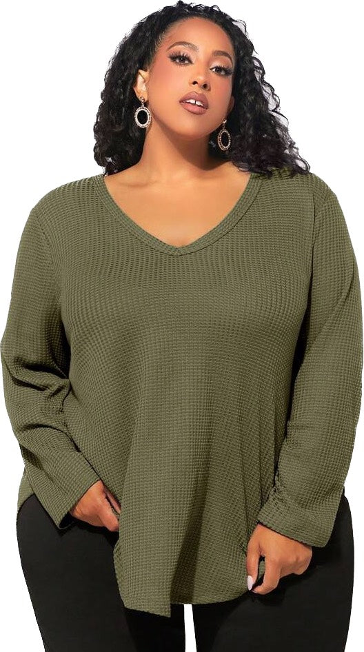 Plus Solid V Neck Tee CS7011 (Size US22 - US34)