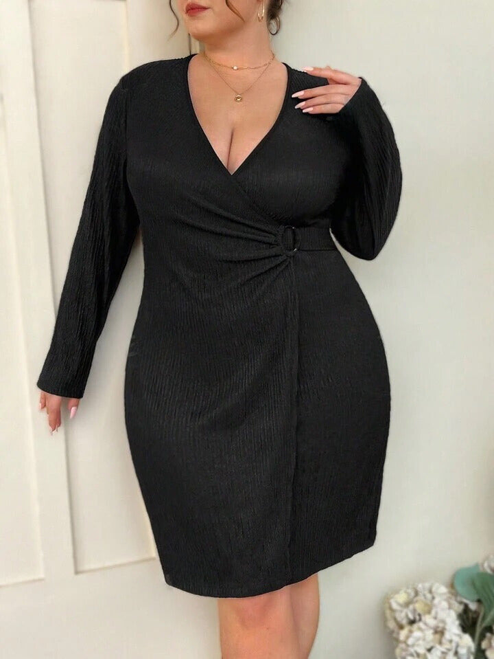 O-ring Detail Wrap Hem Dress 9081