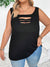 Solid Color Hollow Out Round Neck Tank Top 2906