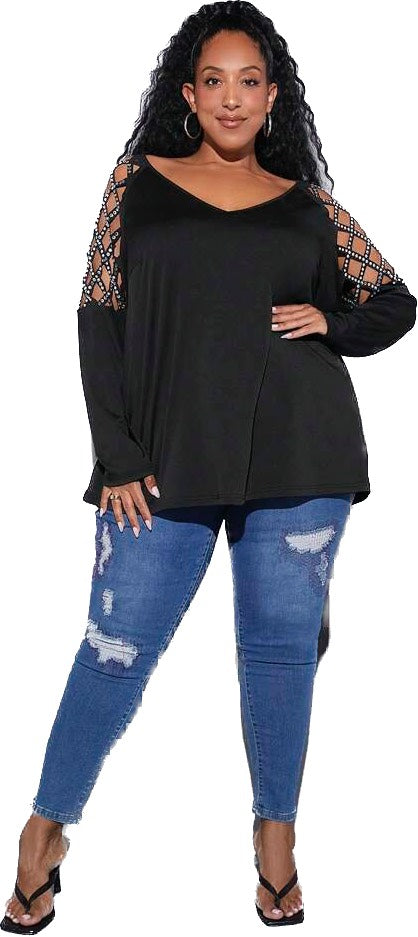 Cut Out Shoulder Tee (Size US22 - US34)