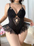 Contrast Lace Crisscross Romper Lingerie 1704