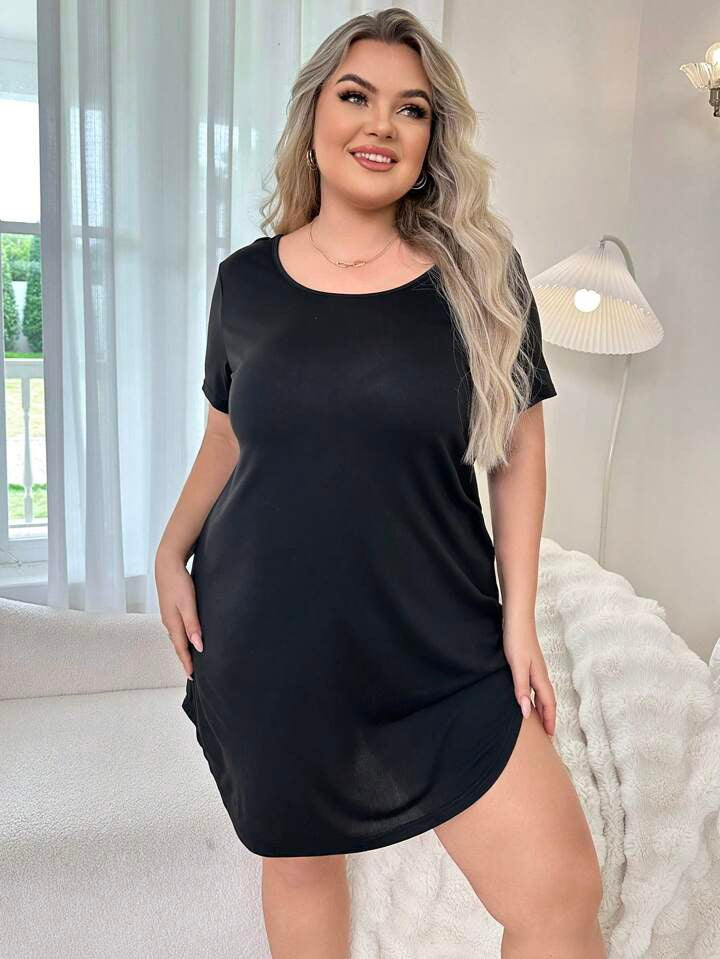 Casual Backless Round Hem Sleep Dress 12071