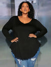 Lace Trim Curved Hem Tee CS2308