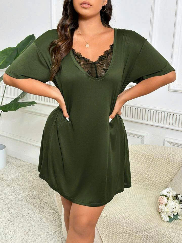 Short Sleeve Loose Sleepwear Dress 24091
