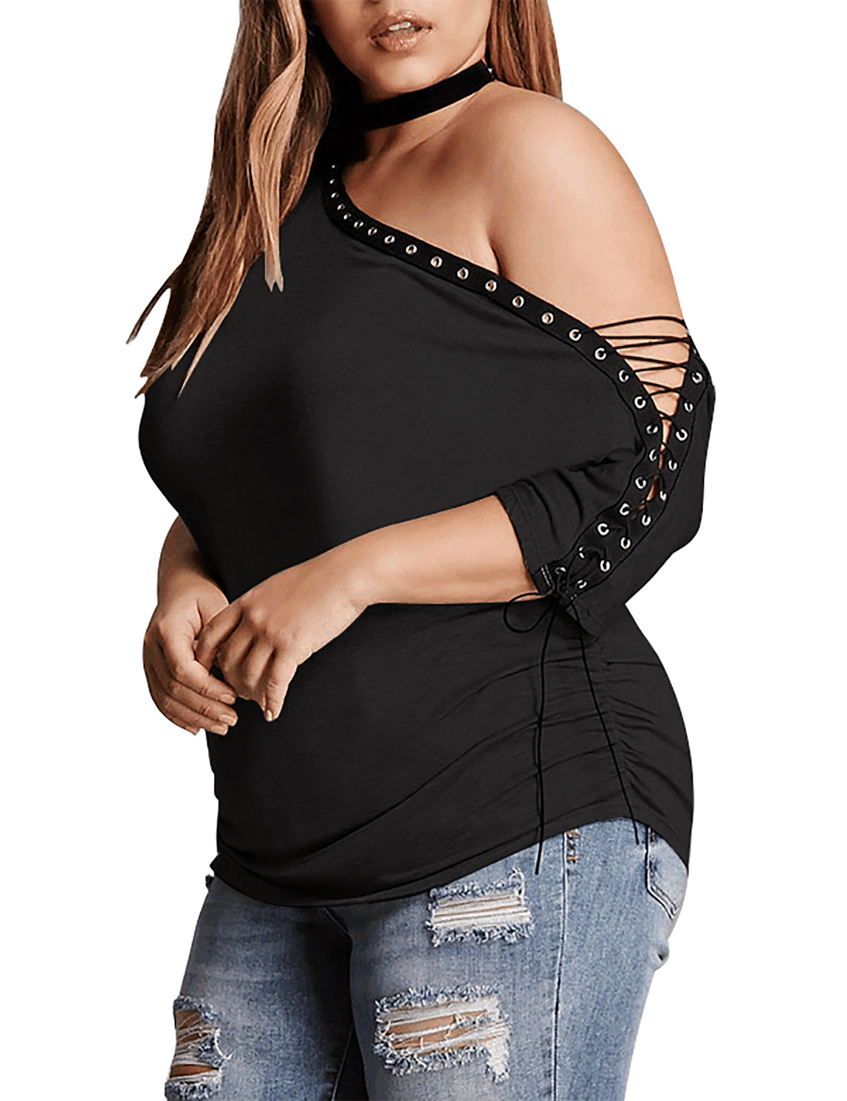 (Buy 1 Get 1 FREE) Plus Size Off Shoulder Top + Plus Size Lingerie (Pack of 2)