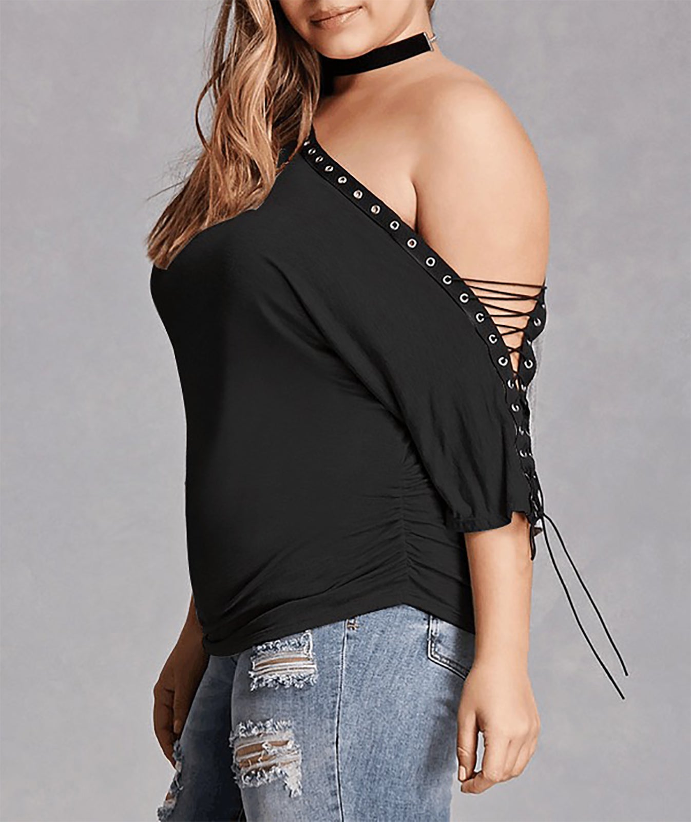(Buy 1 Get 1 FREE) Plus Size Off Shoulder Top + Plus Size Crop Top (Pack of 2)