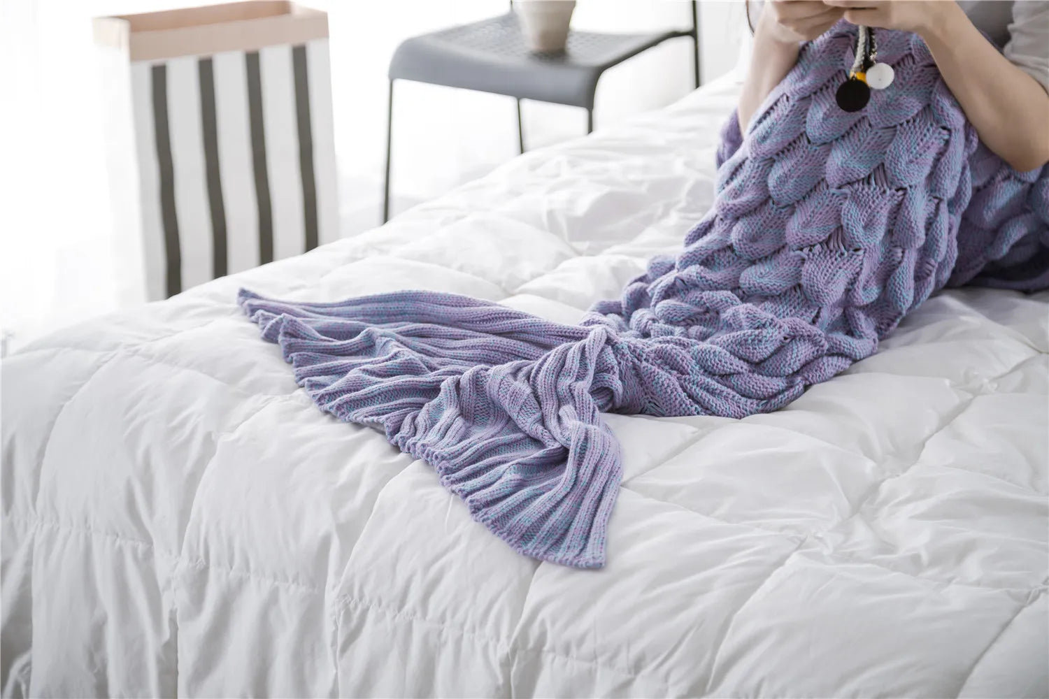Soft Knitted Mermaid Blanket 16081