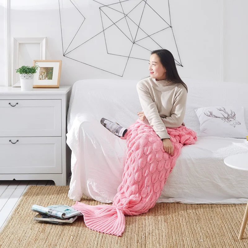 Soft Knitted Mermaid Blanket 16081