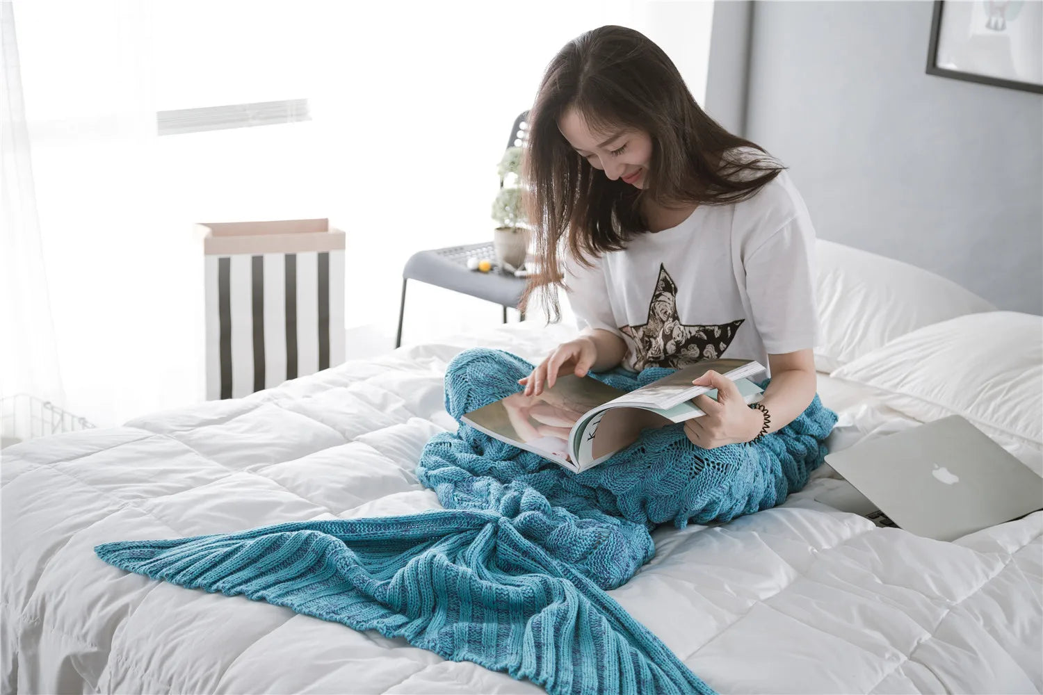 Soft Knitted Mermaid Blanket 16081
