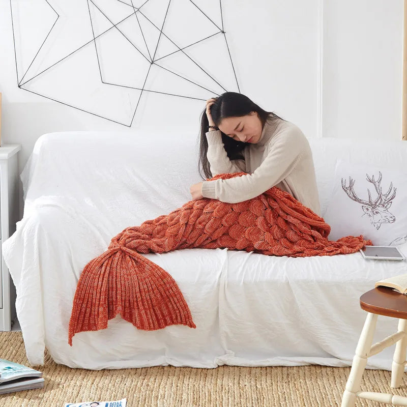 Soft Knitted Mermaid Blanket 16081
