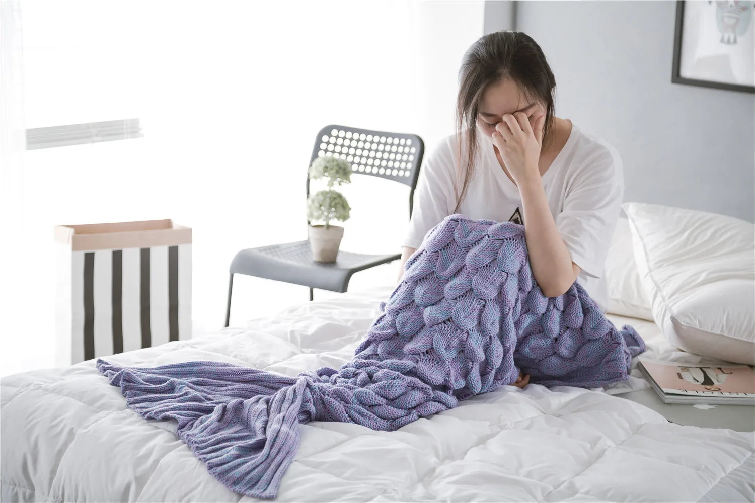 Soft Knitted Mermaid Blanket 16081