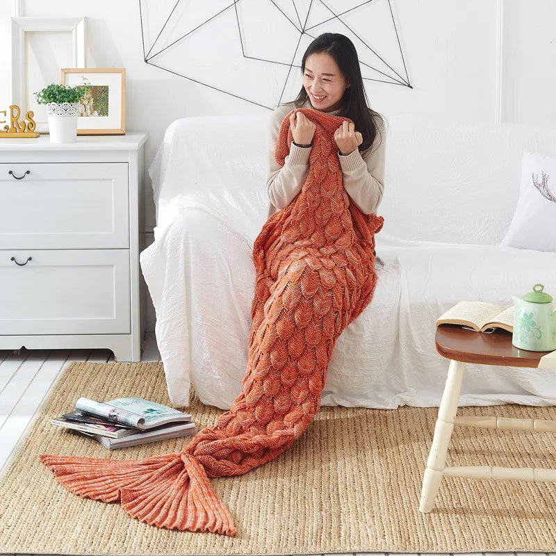Soft Knitted Mermaid Blanket 16081