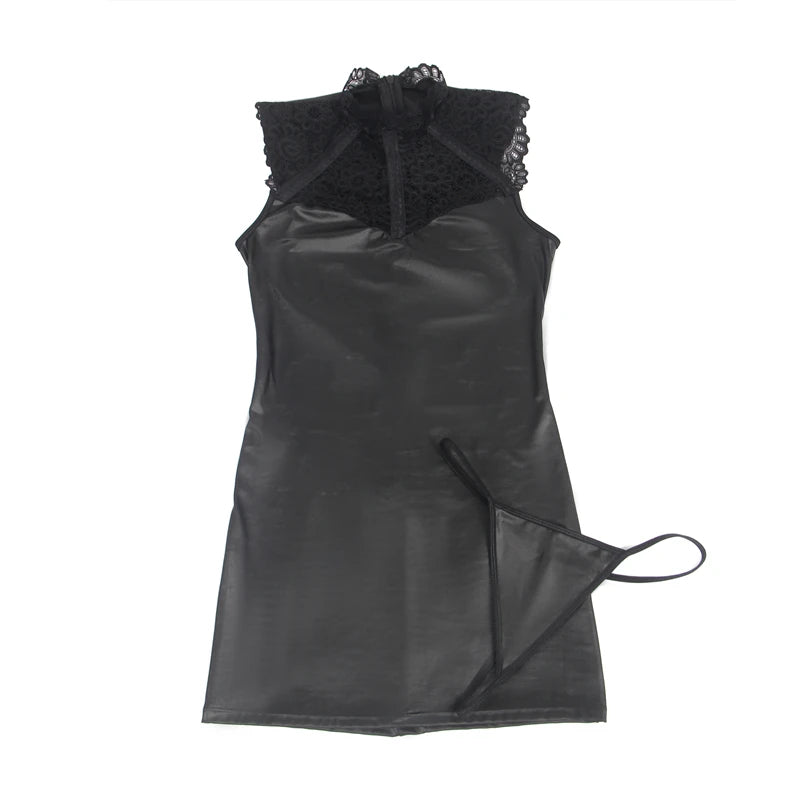 Faux Leather Bodycon Mini Dress 29101
