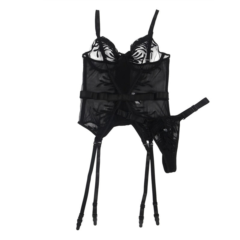 Body Corset Lingerie Bustier With Garter Belt CS1107