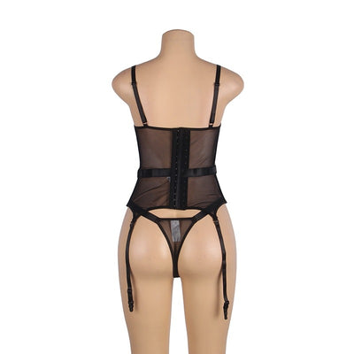Body Corset Lingerie Bustier With Garter Belt CS1107
