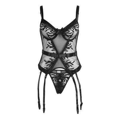 Body Corset Lingerie Bustier With Garter Belt CS1107