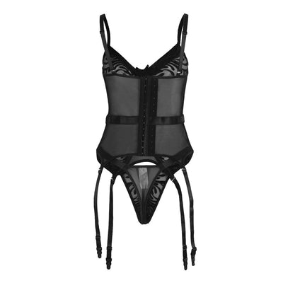 Body Corset Lingerie Bustier With Garter Belt CS1107
