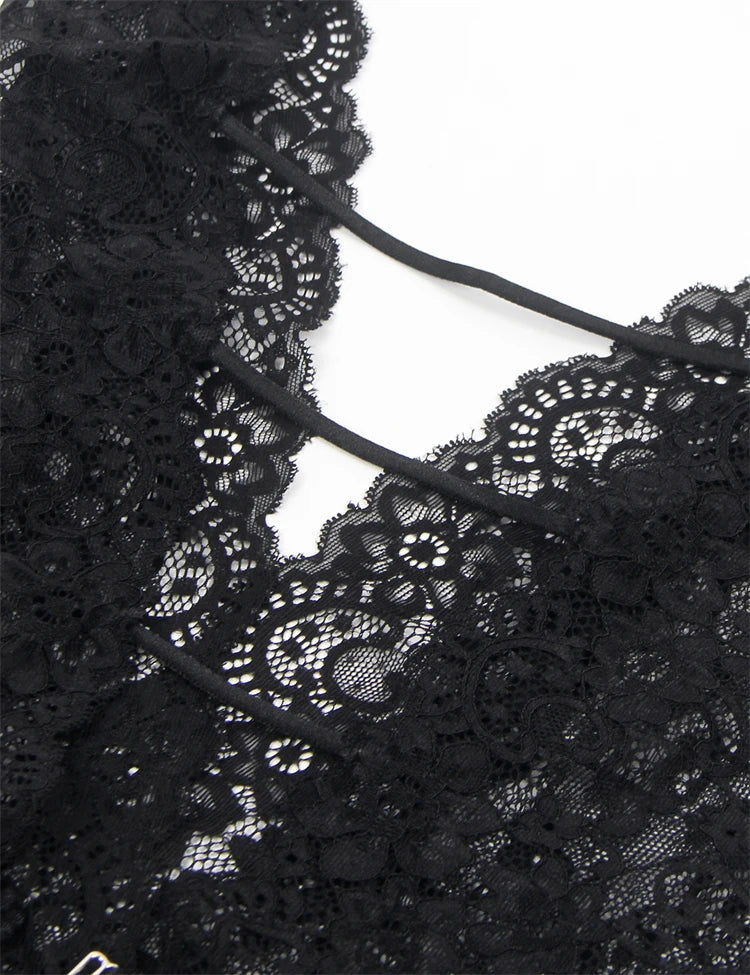 Seductive Lace Bodysuit with Straps 14101
