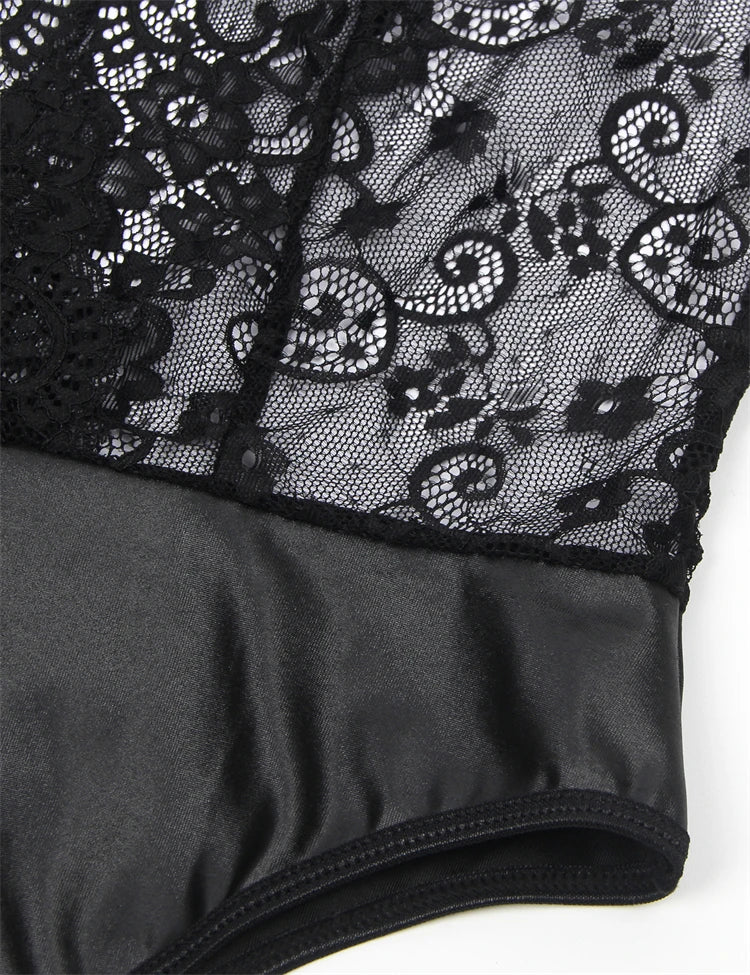 Seductive Lace Bodysuit with Straps 14101