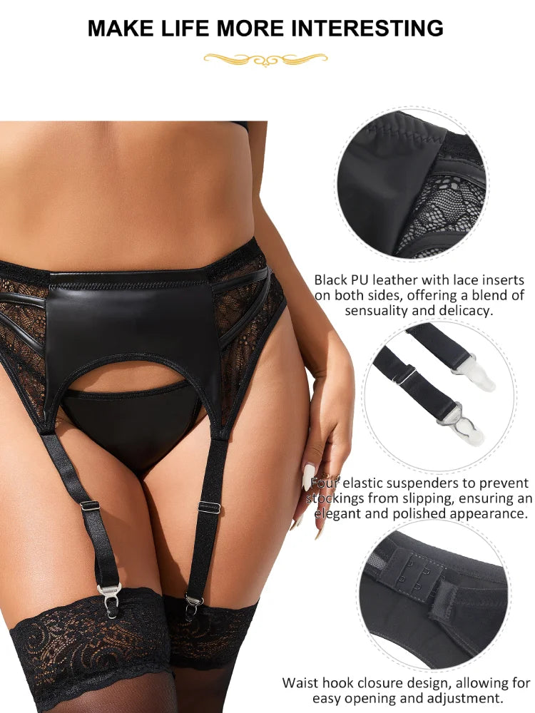 [Buy 1 Get 1 Free] Leather Belts Lingerie 15101 + Free Stockings