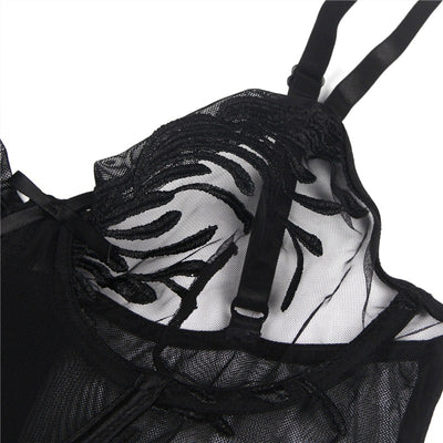 Body Corset Lingerie Bustier With Garter Belt CS1107