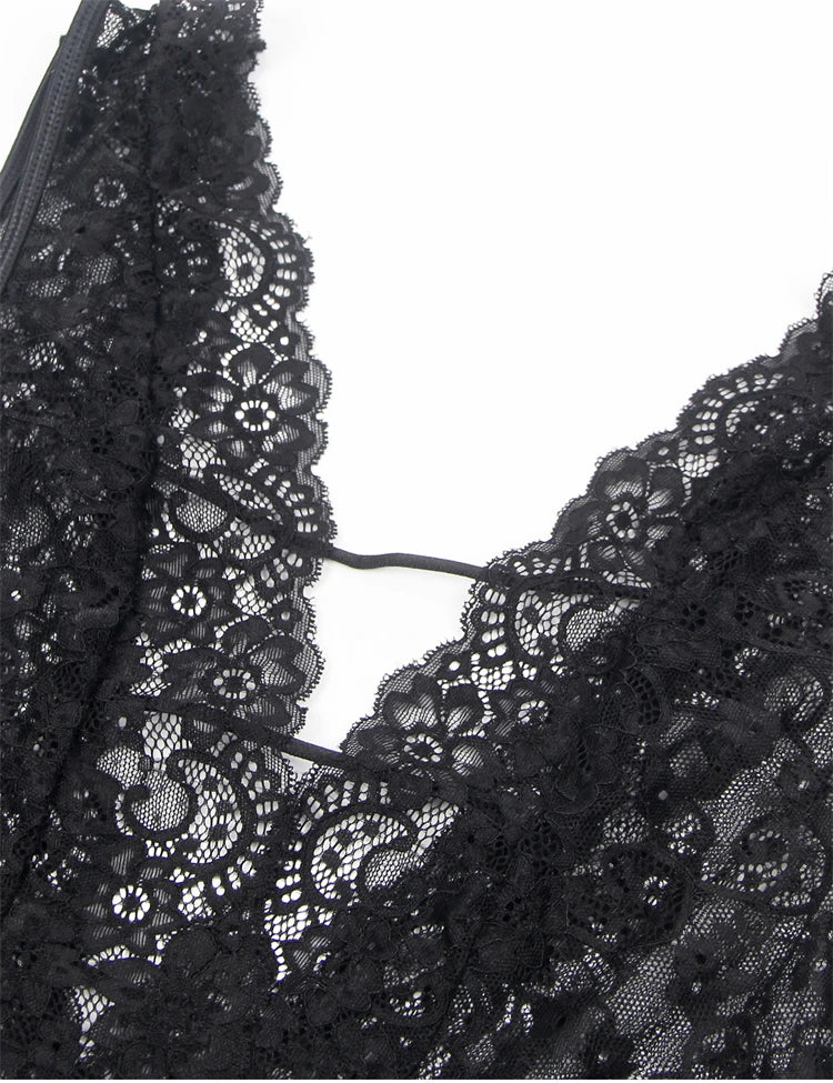 Seductive Lace Bodysuit with Straps 14101