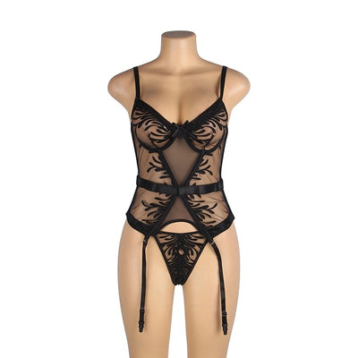 Body Corset Lingerie Bustier With Garter Belt CS1107