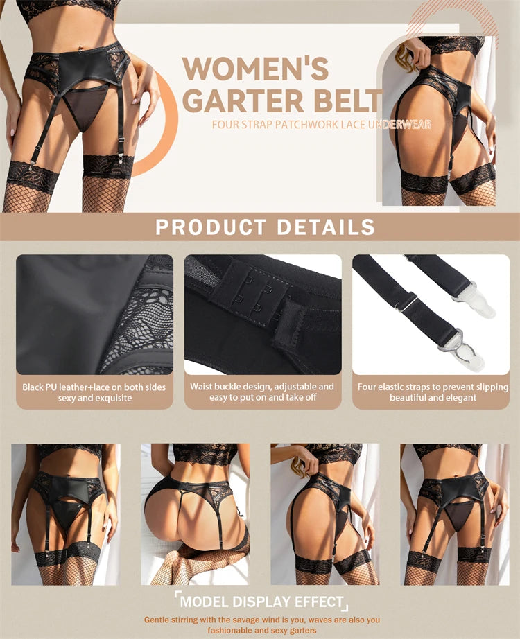 [Buy 1 Get 1 Free] Leather Belts Lingerie 15101 + Free Stockings